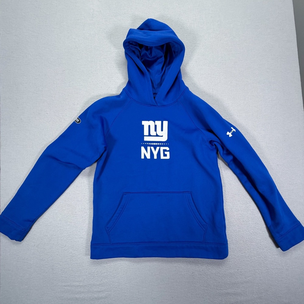 Under Armour Hoodie Kids Large Blue Excellent NFL New York‎ Giants ColdGear